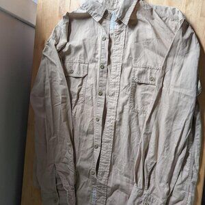 American Eagle Outfitters Shirt Tan Beige Button Down - Very Soft - Medium - EUC